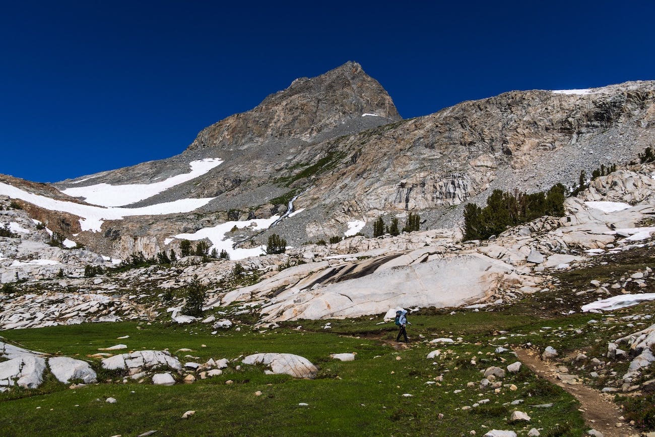 Sam Stych hiking the John Muir Trail at Kings Canyon National Park in the Sierras