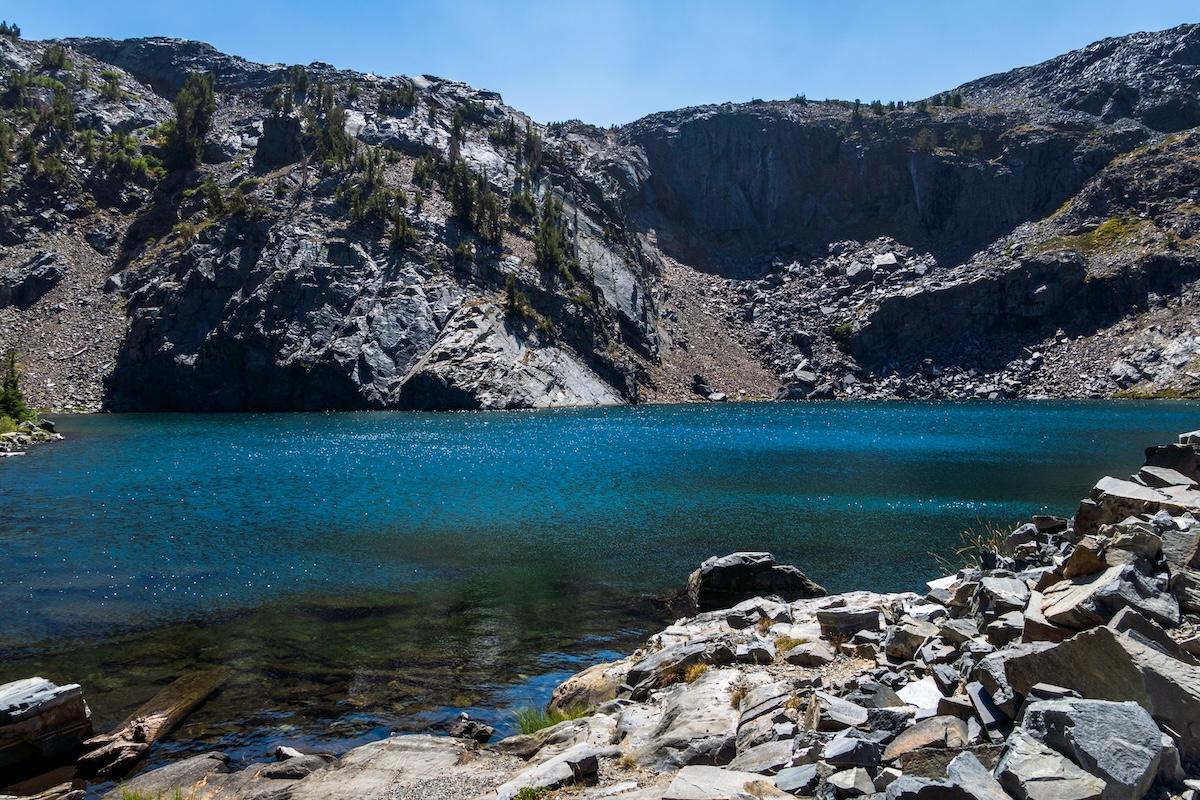 A trailside lake on the way to Garnet Lake in the Sierras.