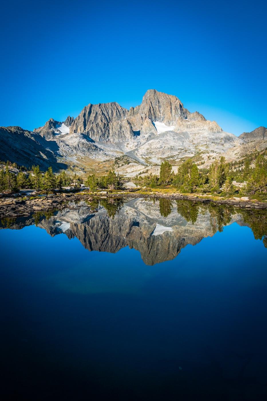 Reflection of Banner Peak in Garnet Lake in the Sierras