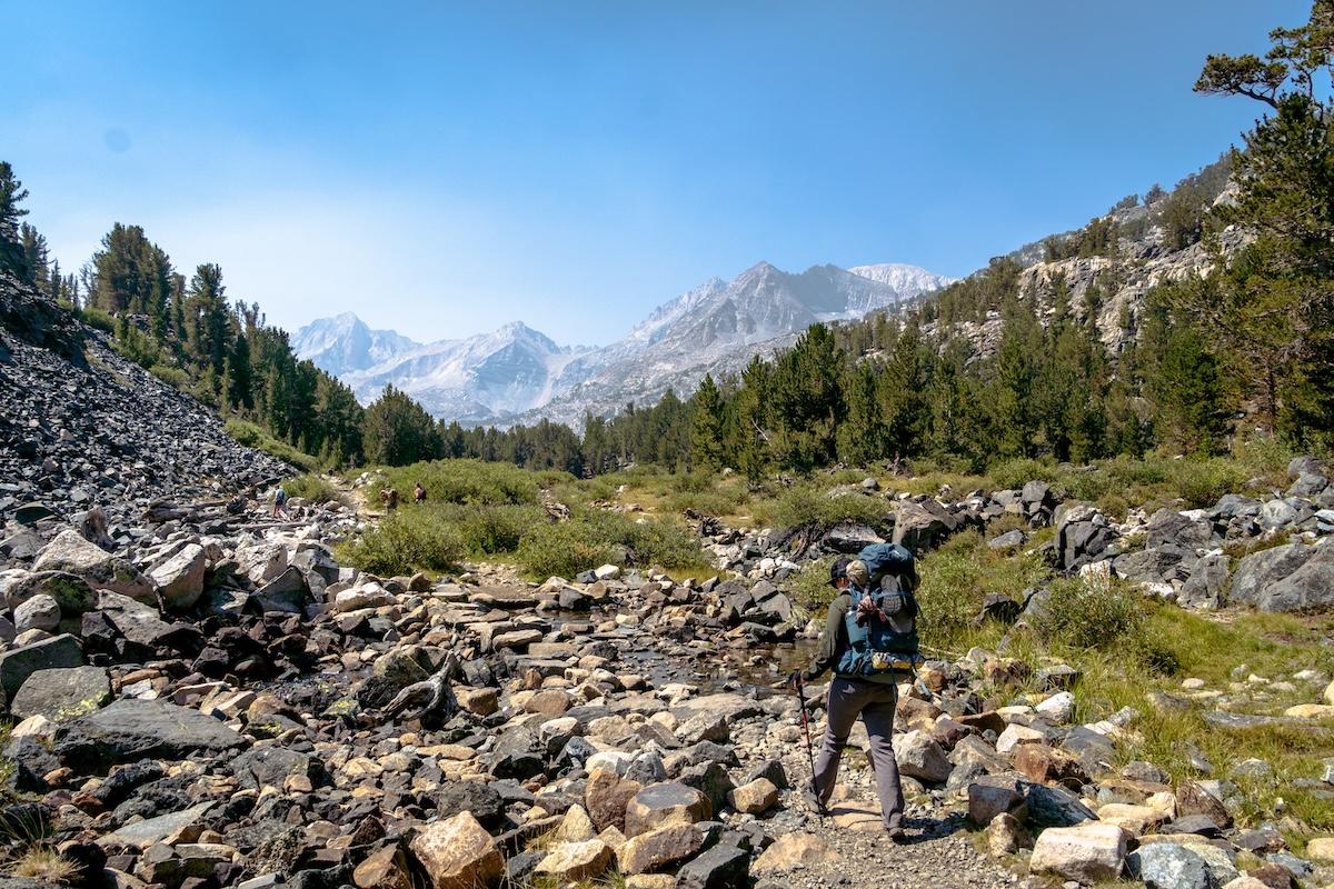 Sam Stych backpacking the Little Lakes Valley Trail in the Eastern Sierras