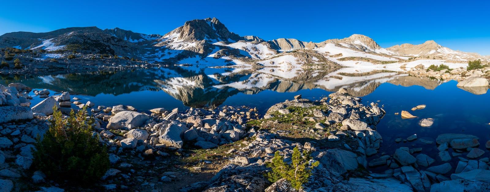 Morning reflection of Muriel Peak over Muriel Lake