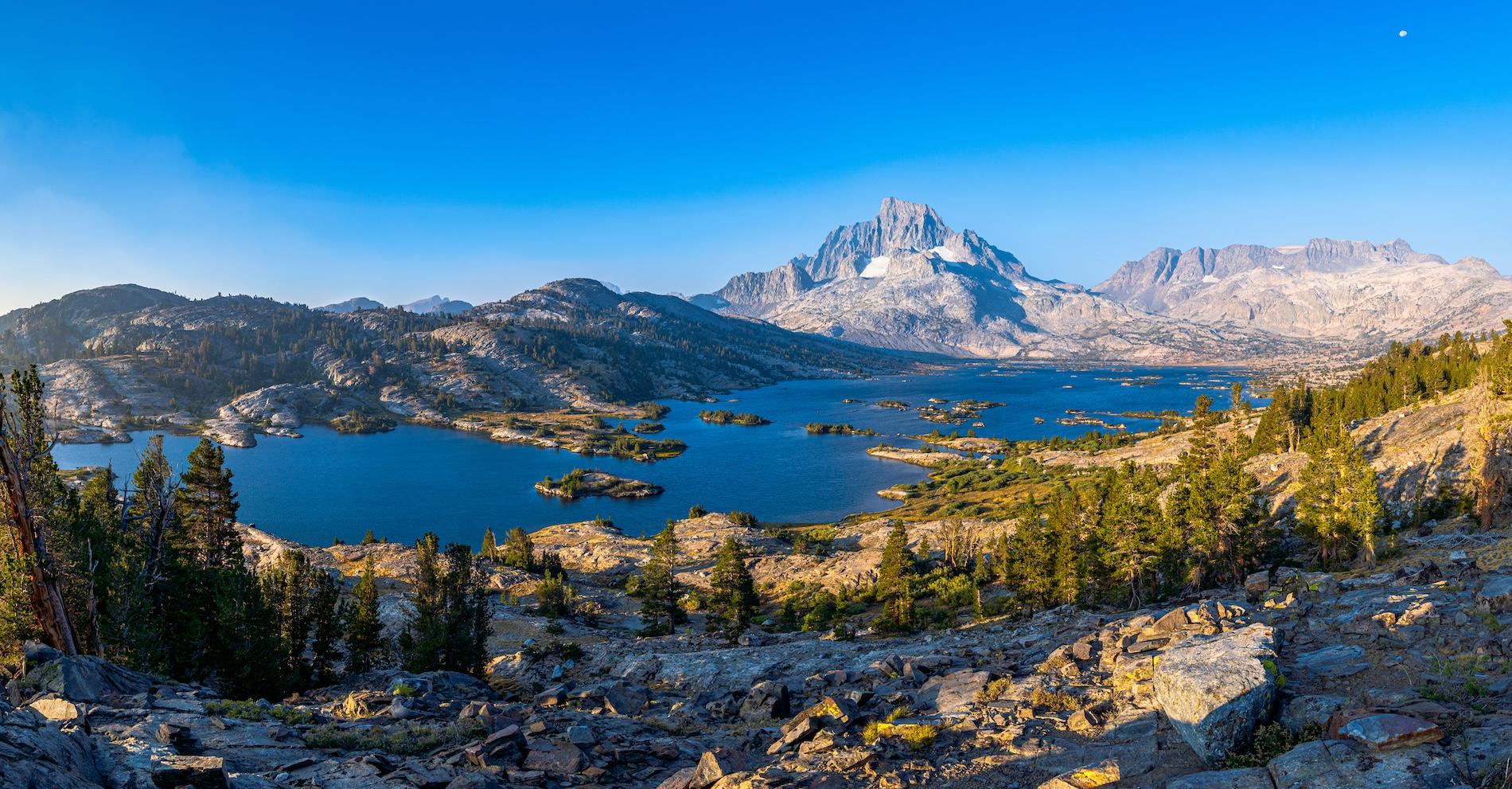 Panoramic view of Thousand Island Island Lake in the Sierras. Photo by Brock Dallman
