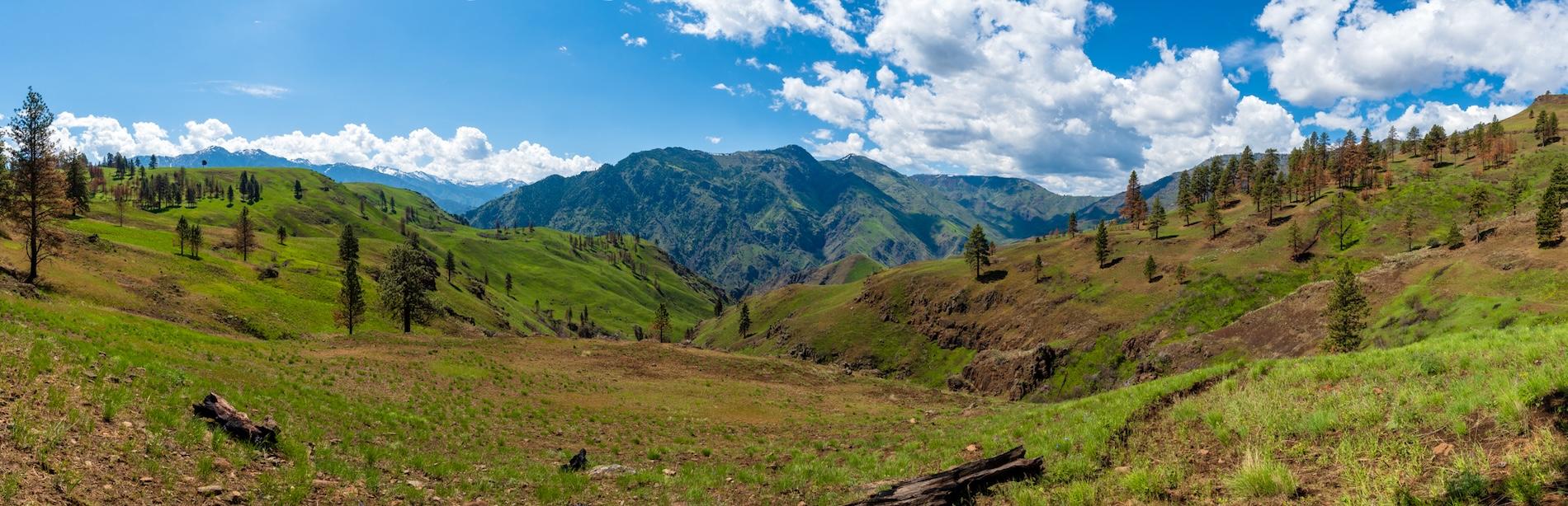 Panorama of Bear Mountain from the Bench Trail in Hells Canyon
