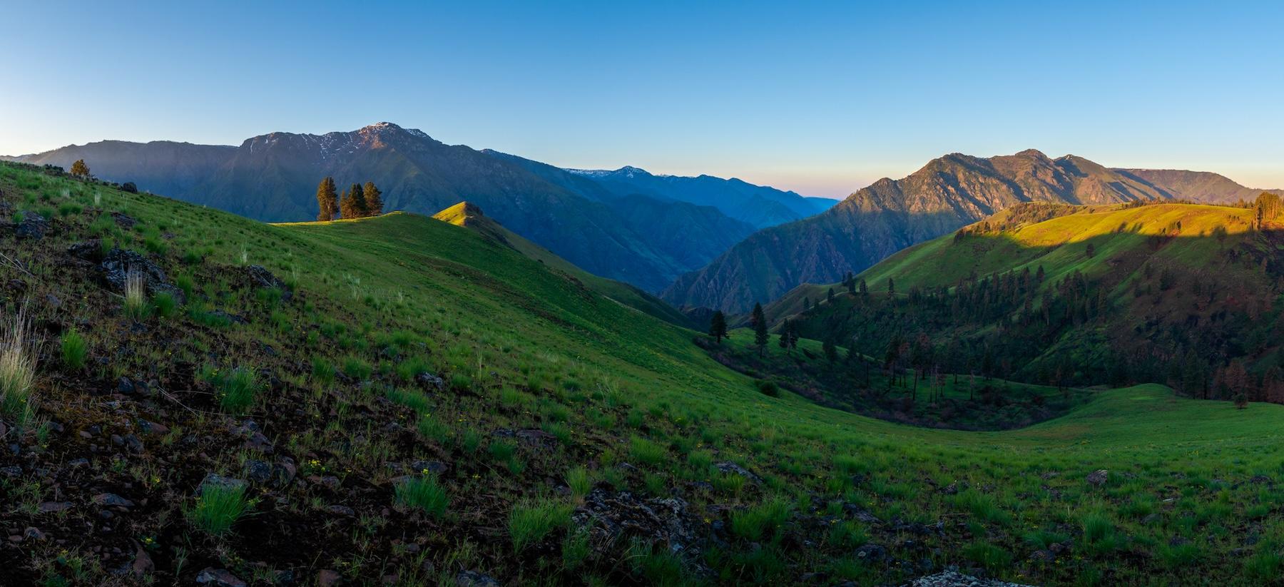 Morning Panorama of the Hat Creek drainage and Hells Canyon