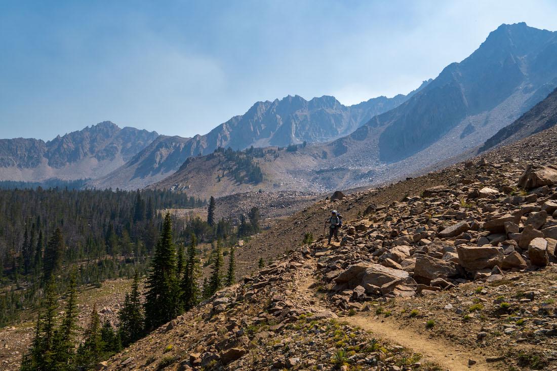 Sam Stych hiking towards the Ants Basin on the White Clouds Loop trail in Idaho