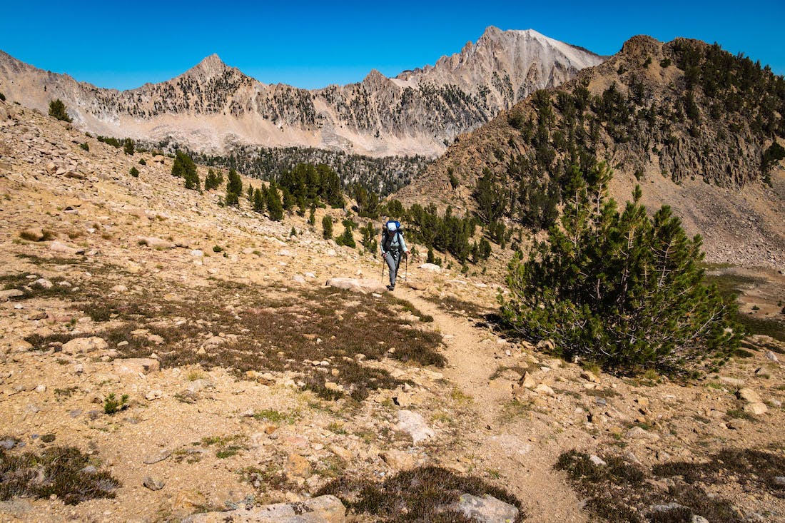 Sam hiking near Windy Devil Pass along the White Clouds Loop in Idaho