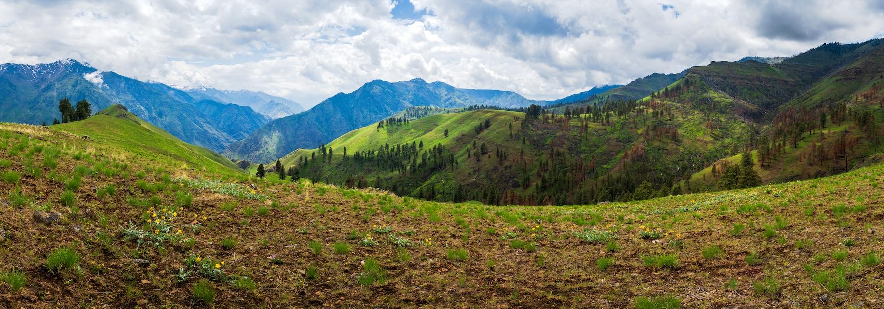 Panoramic shot of the Hat Creek drainage in Hells Canyon