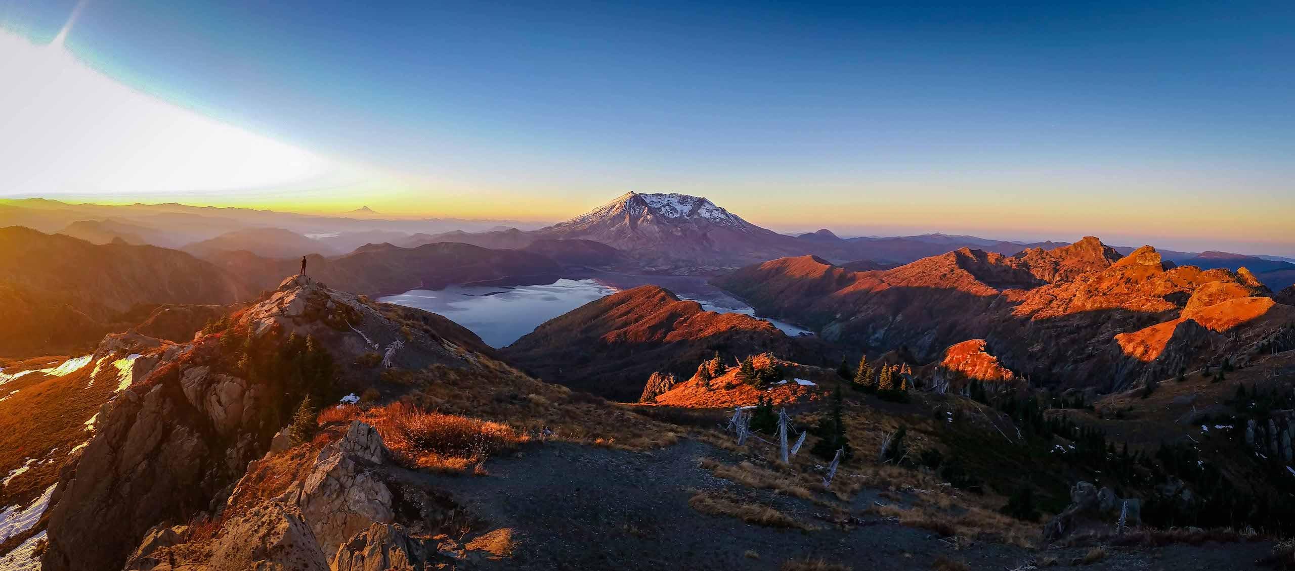 Sunrise at Mt St Helens. Photo by Brock Dallman