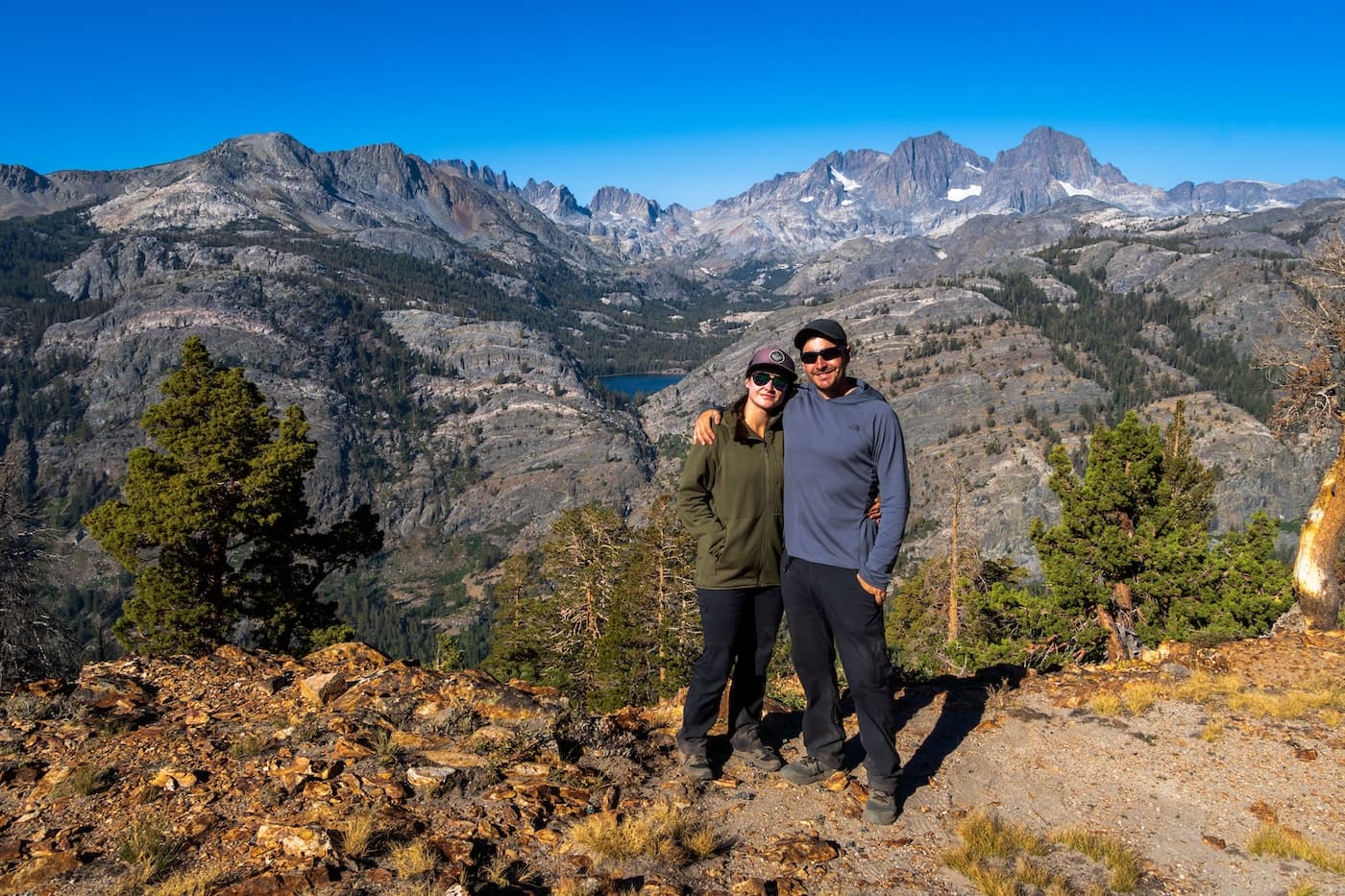 Brock Dallman, Sam Stych and Shadow Lake from the Pacific Crest Trail in the Sierras