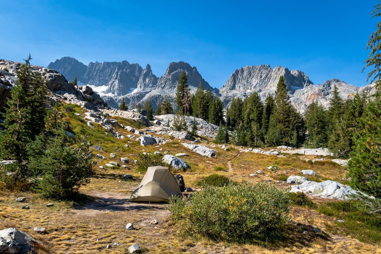 Our camp spot near Ediza Lake in the Sierras