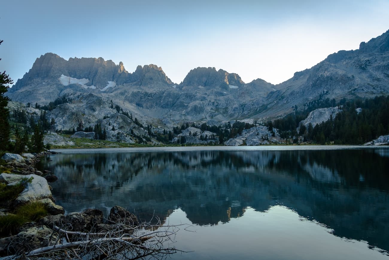 Arriving at Ediza Lake in the evening