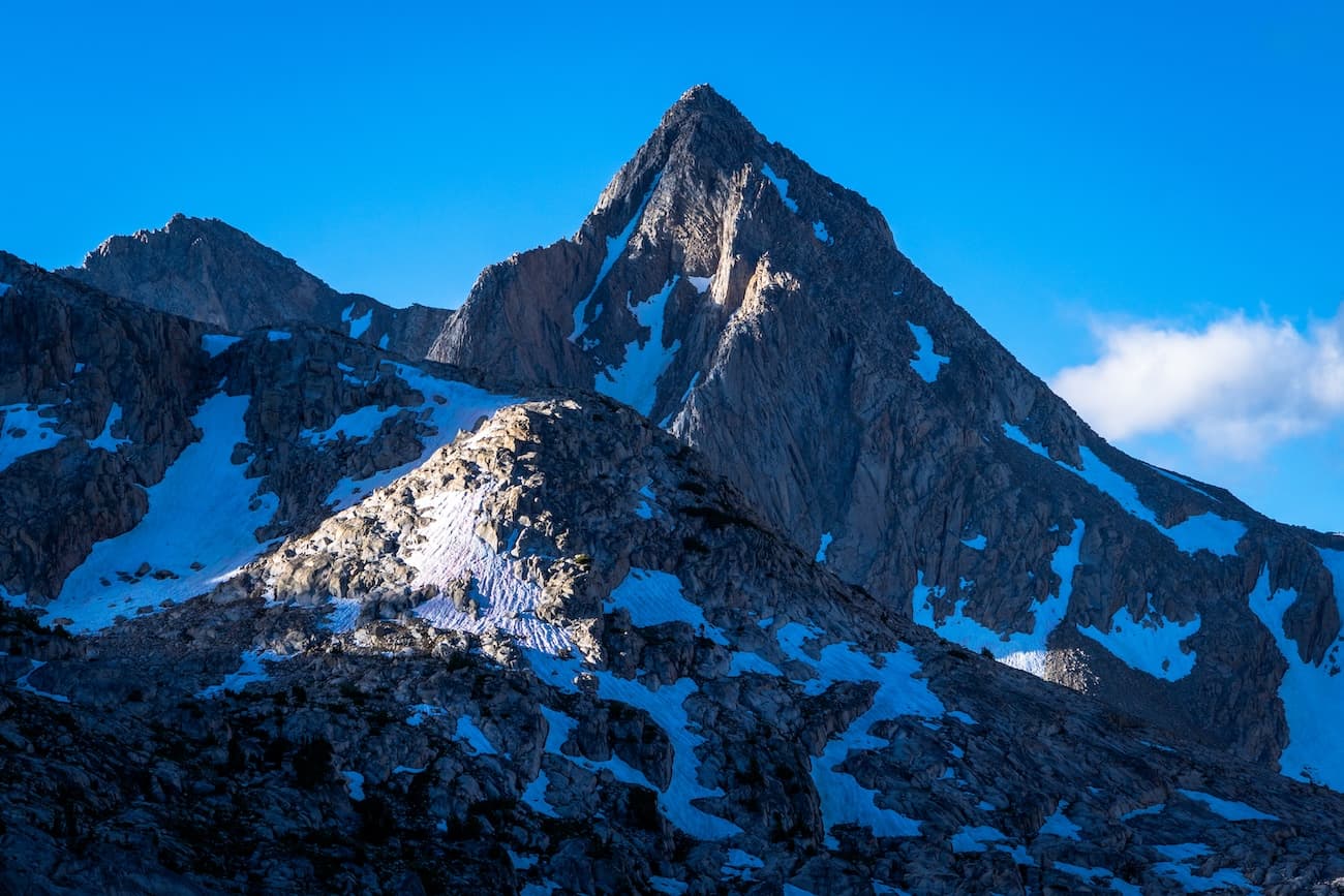 The mountains over Evolution Lake in Kings Canyon National Park