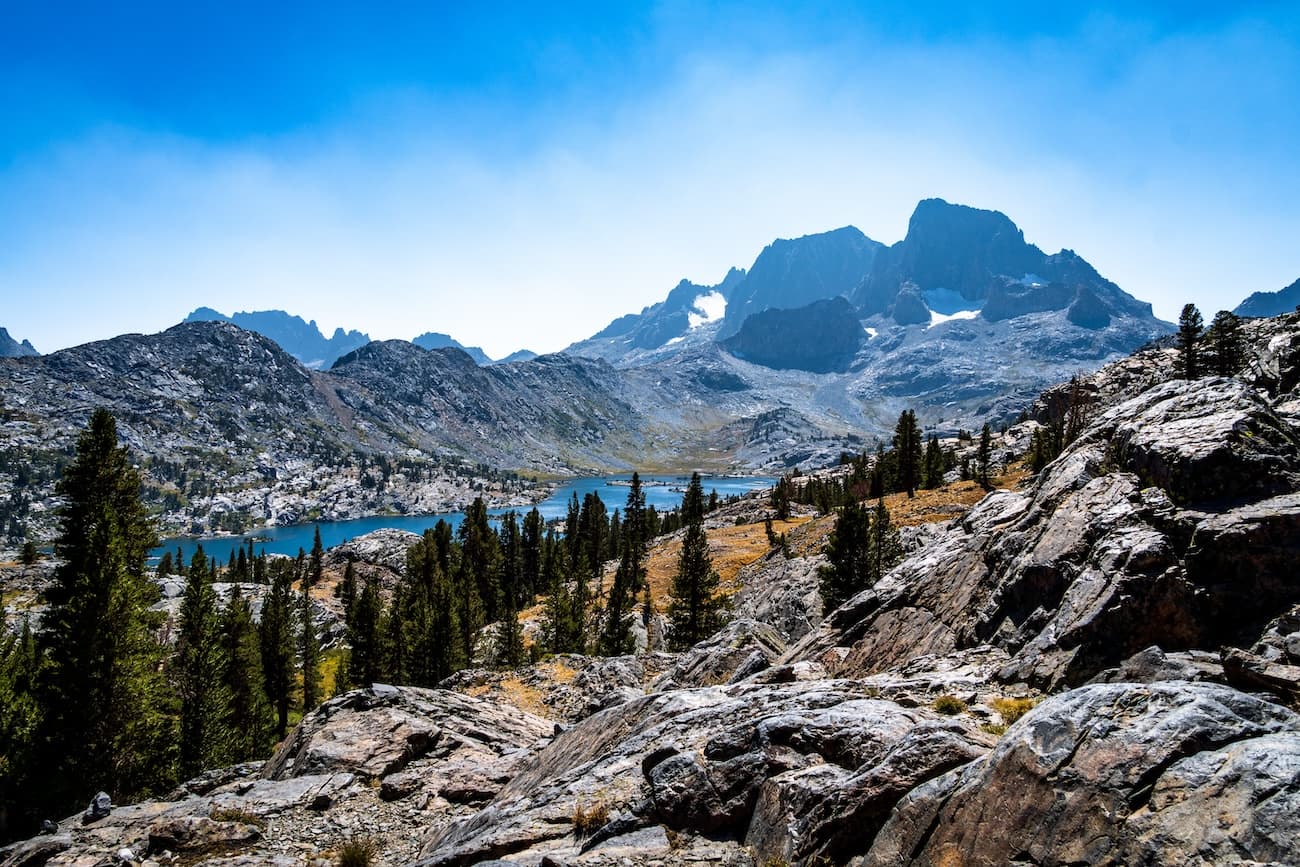 First glimpse of Garnet Lake in the afternoon sun.