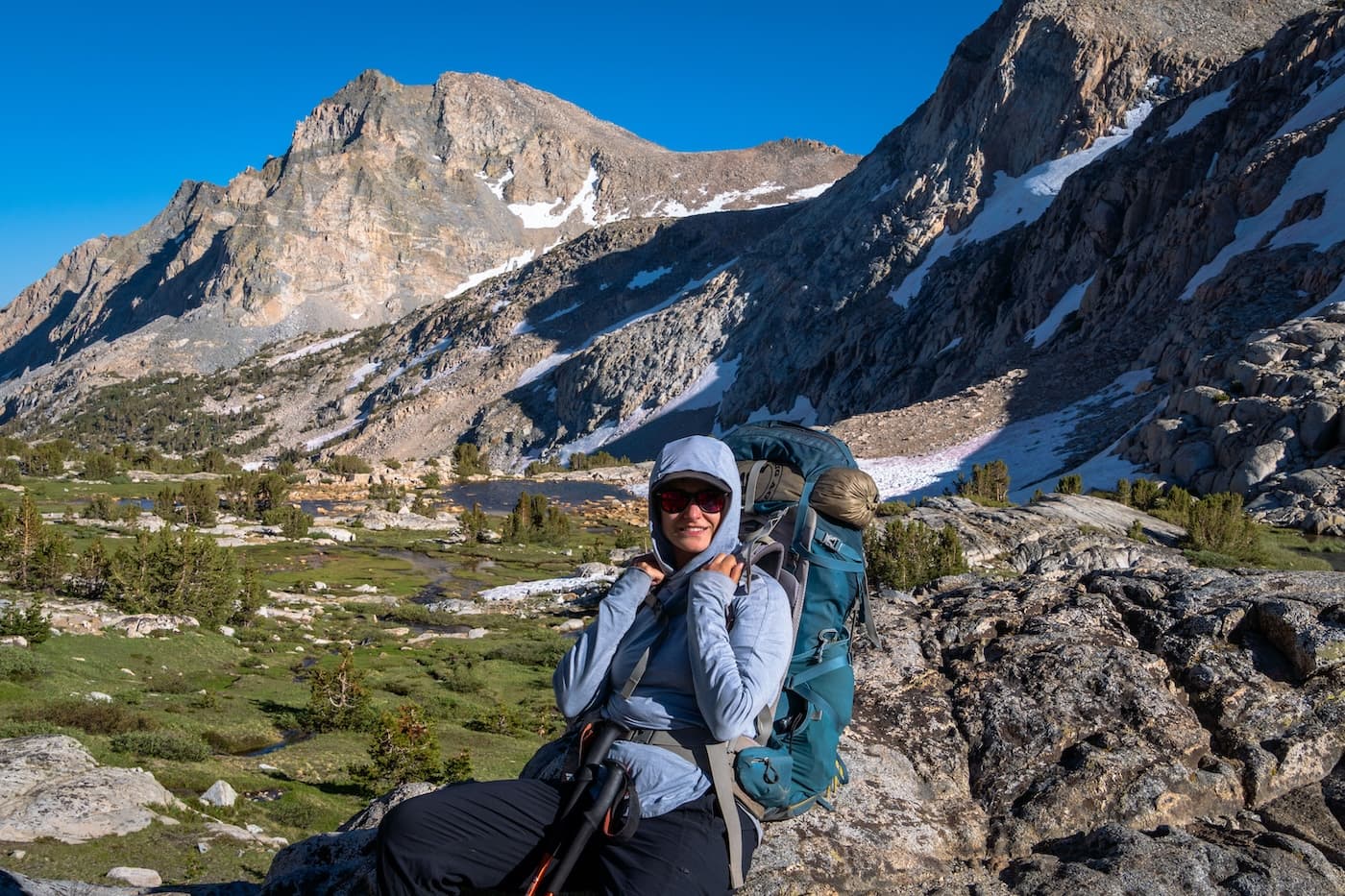 Sam Stych taking a break near Piute Pass