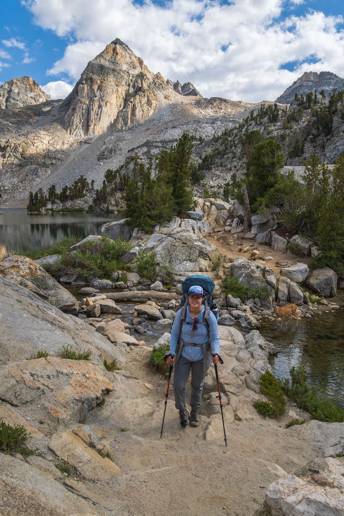 Sam Styck and a deer at Rae Lakes