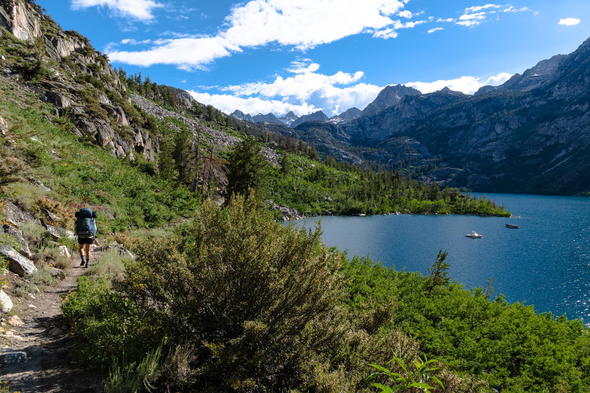 Sam Stych hiking besides Sabrina Lake