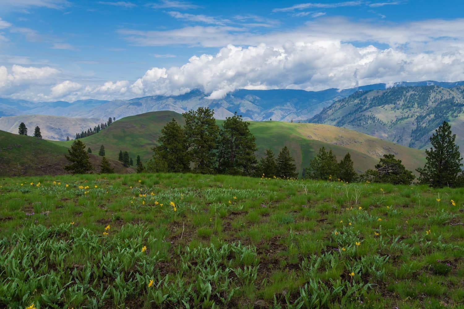 Clouds and distant hills of Hells Canyon