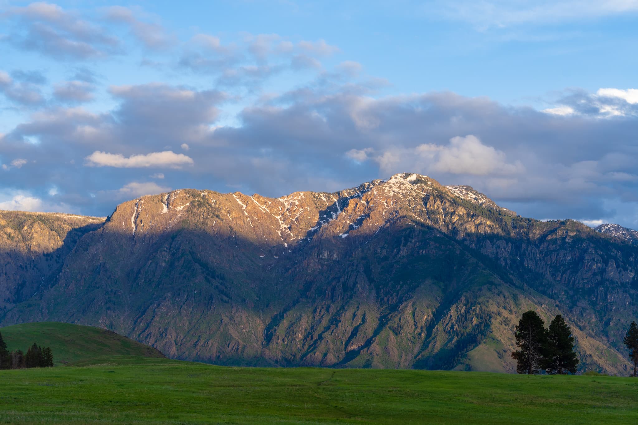 A snowy mountain on the other side of Hells Canyon