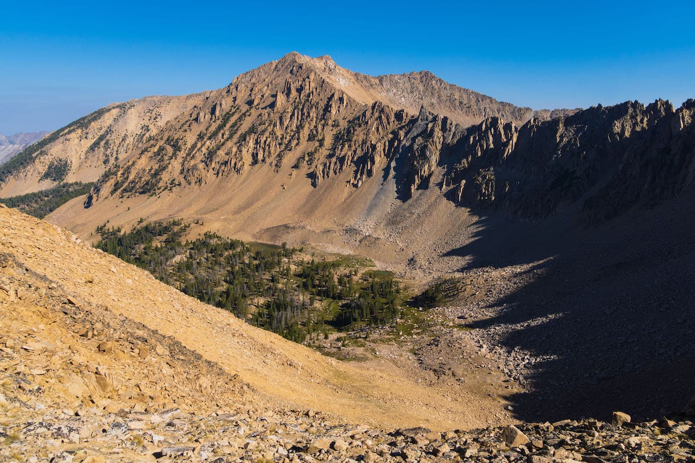 The Devil's Staircase above Born Lakes on the White Clouds Loop trail