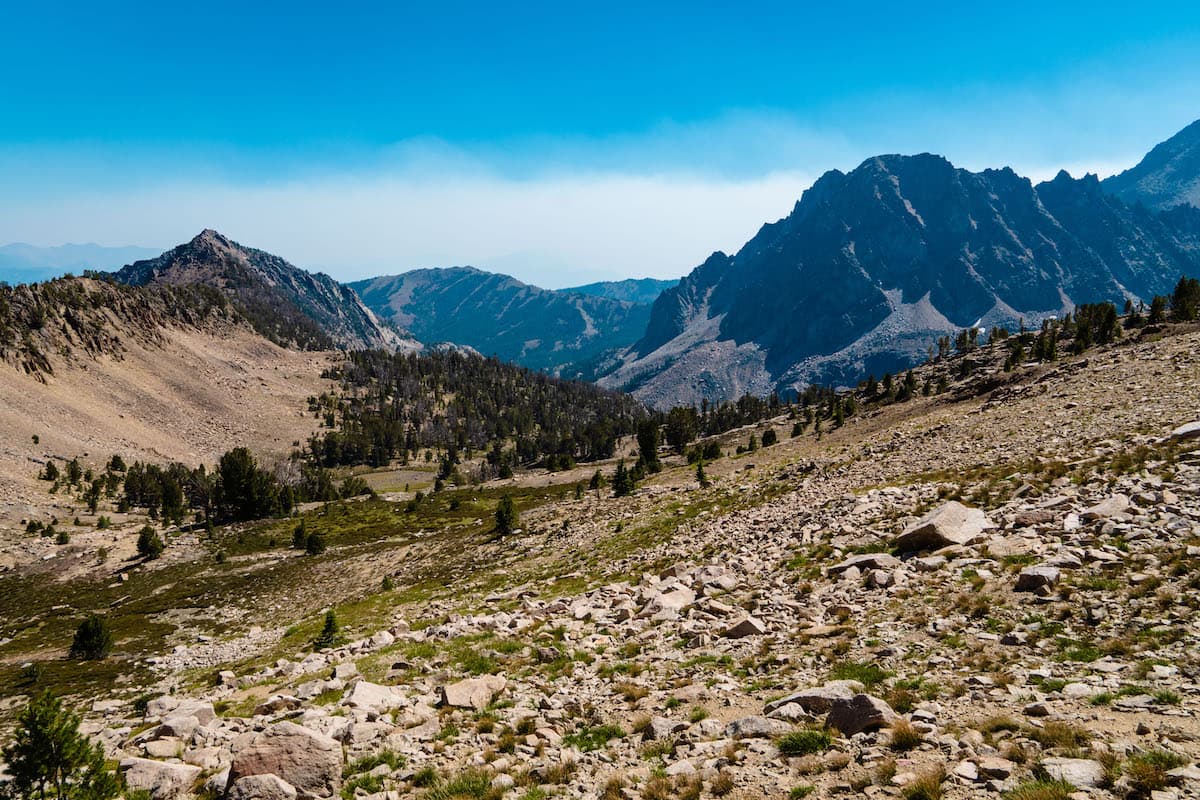 Mountains along the White Clouds Loop trail in Idaho