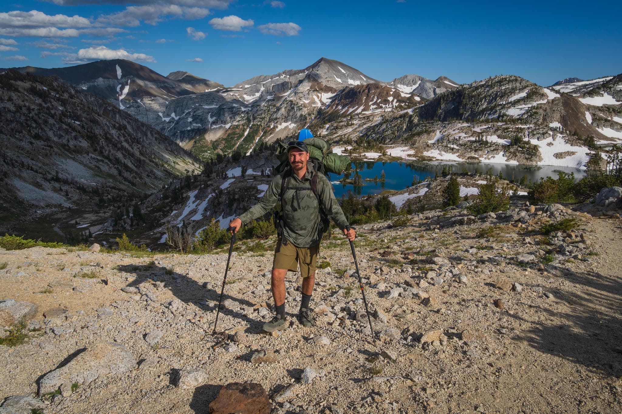 Brock Dallman at the pass above Glacier Lake in the Wallowa mountains