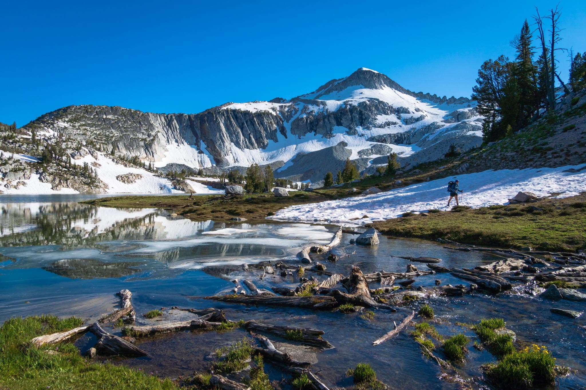 Sam at the Glacier Lake outlet crossing