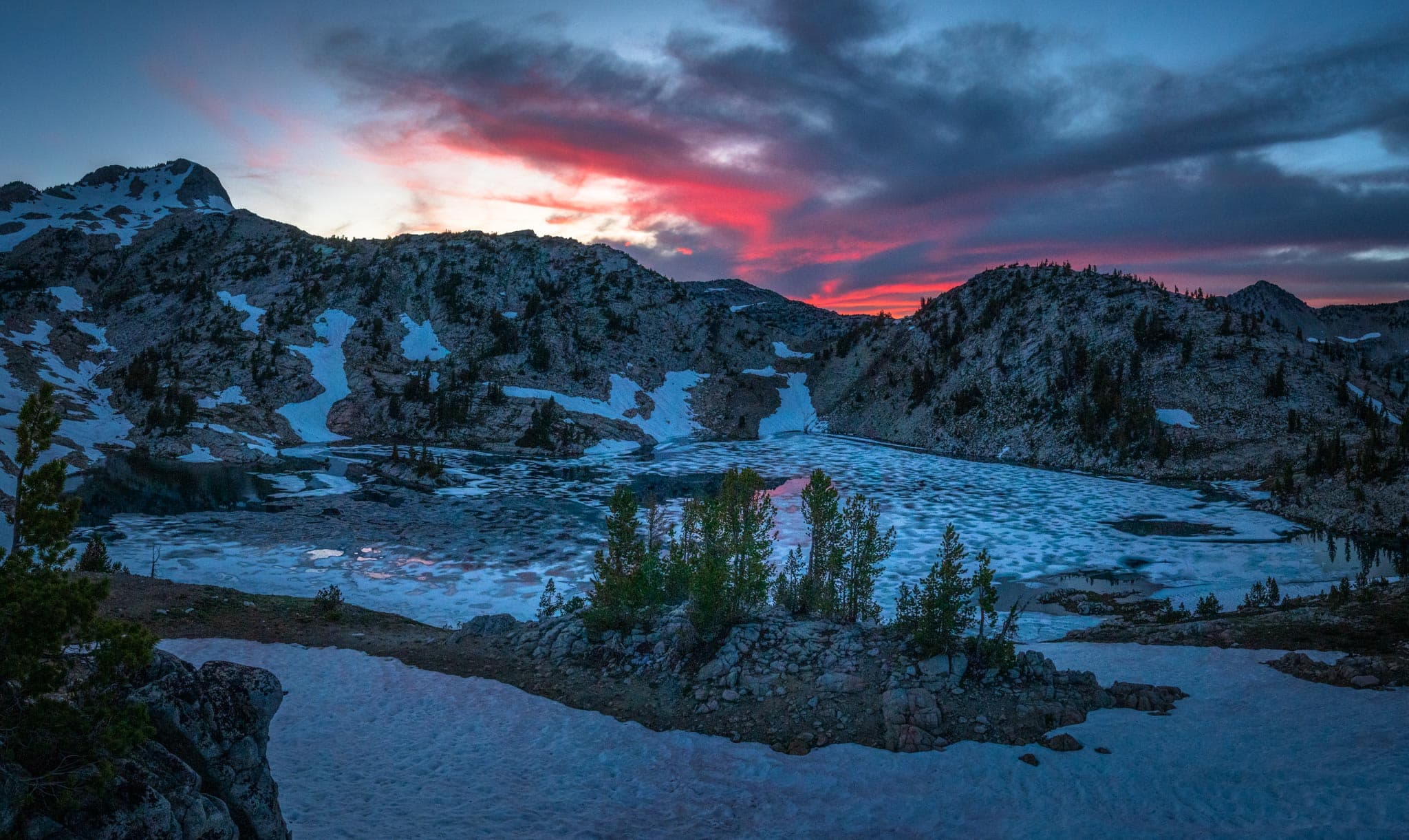 Pink Clouds above Prospect Lake in the Eagle Cap Wilderness