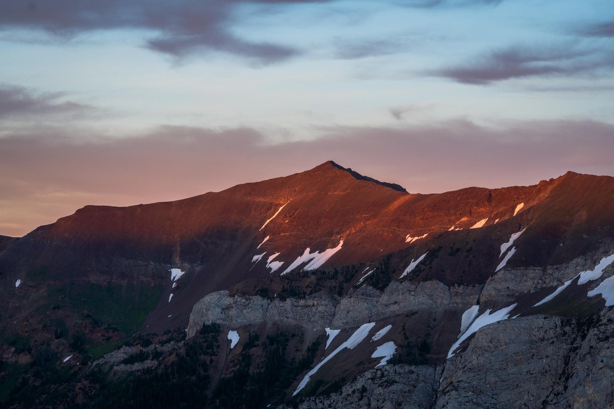 Sunset rays on a mountain in the Wallowas