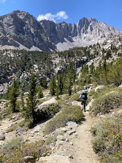 Sam Stych hiking down to the Onion Valley Trailhead