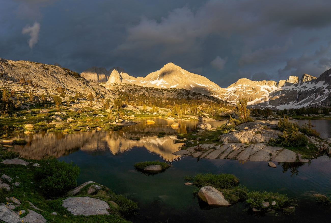 Golden hour in the Dusy Basin at Kings Canyon National Park in the Sierras.