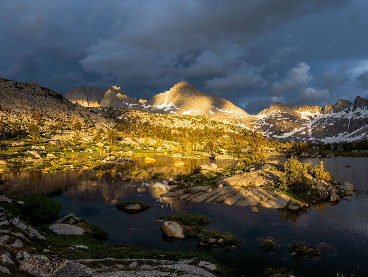 Golden hour in the Dusy Basin at Kings Canyon National Park in the Sierras.