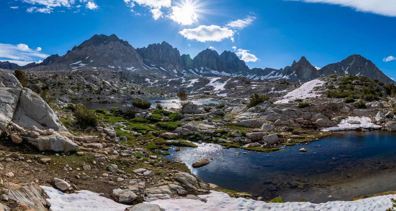 Morning at an alpine lake in the Dusy Basin of Kings Canyon National Park in the Sierras