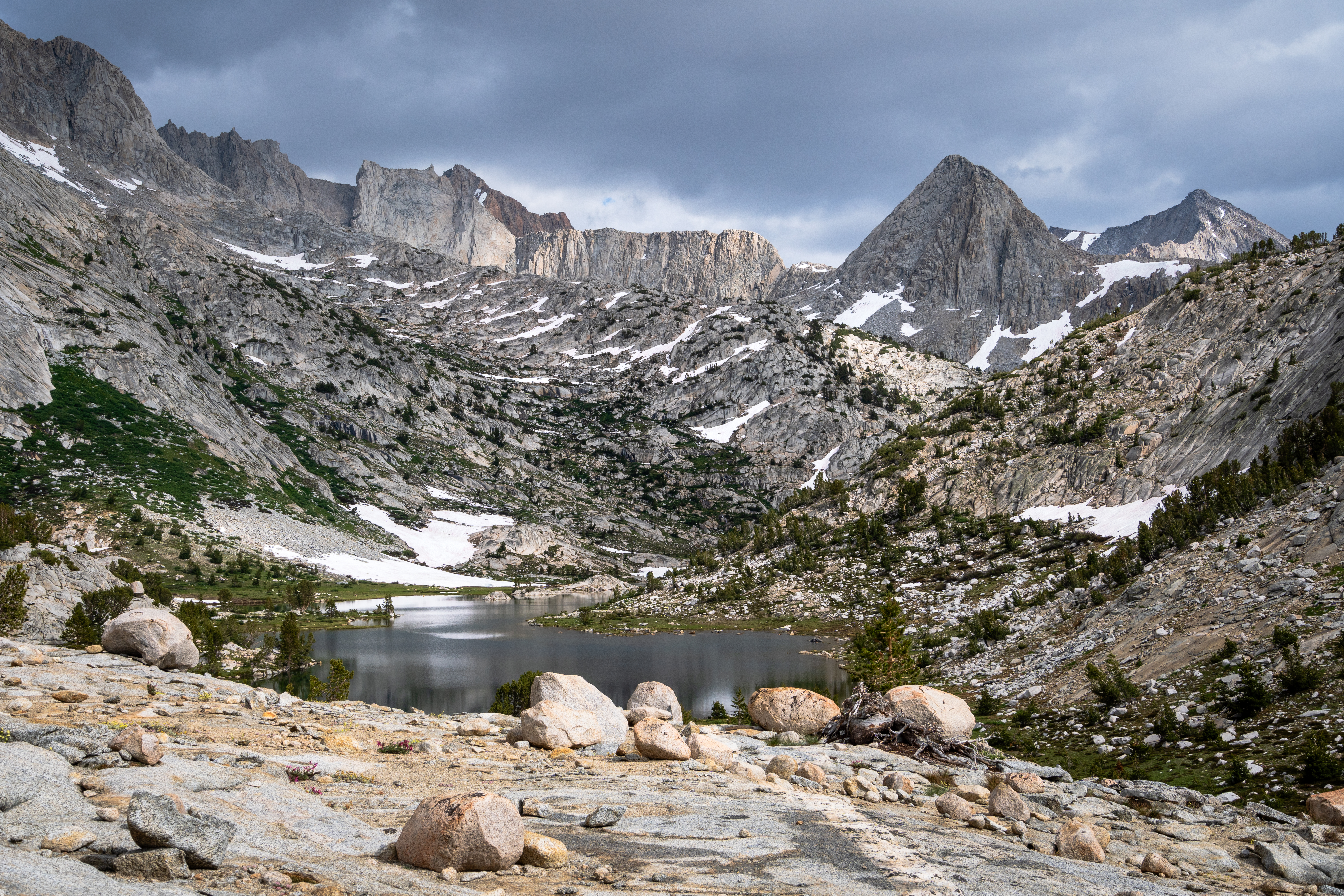 Granite cliffs above Evolution Lake in Kings Canyon National Park