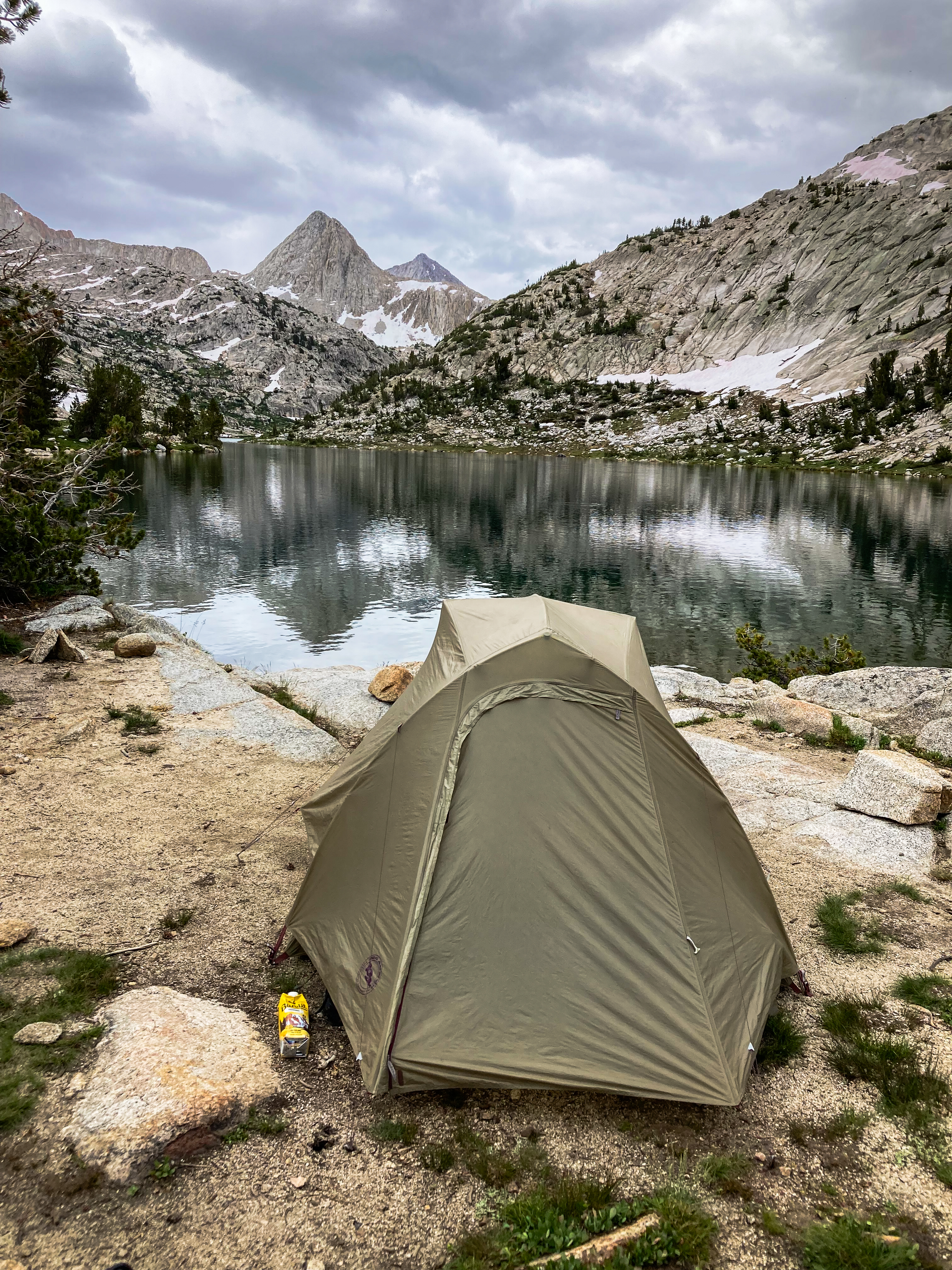 Our Big Agnes tent at Evolution Lake in Kings Canyon National Park