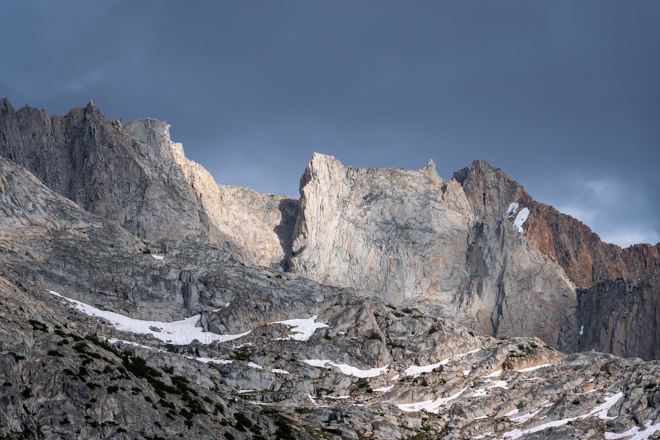Granite mountains above Evolution Lake in Kings Canyon National Park