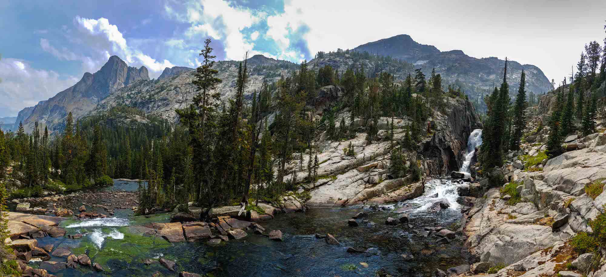 Water falls in Montana's Beartooth Mountains